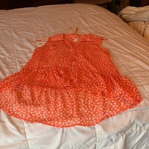 Mossimo Supply Co. Orange Top with White Floral Design